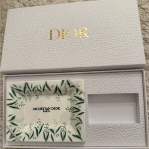 Christian Dior porcelain trinket plate and box from lucky Lilly of the valley